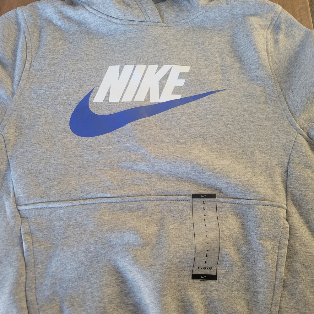 Nike Gray Hoodie with Blue Swoosh